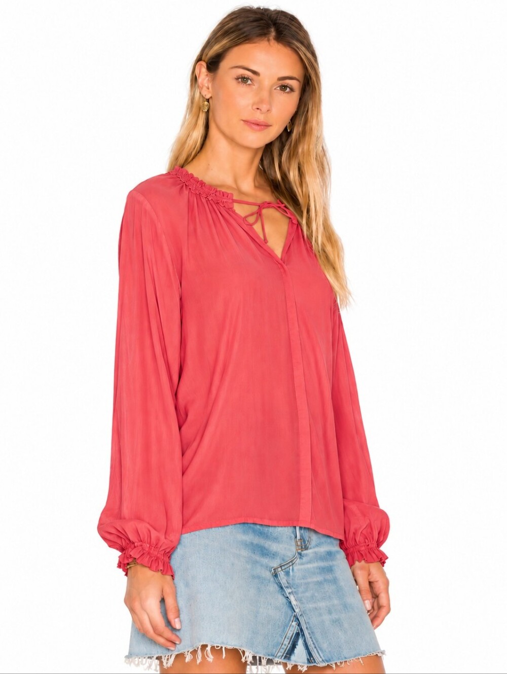 ❤️ VELVET BY GRAHAM & SPENCER SAMANTHA BISHOP SLEEVE SPLIT NECK BLOUSE / TOP